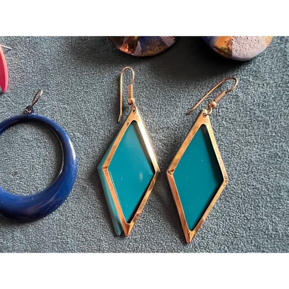 Lot of 11 Pairs Pierced Metal Statement Earrings – Vintage & Retro Bold Styles - Picture 3 of 10